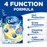 Bloo Power Active Toilet Rim Block Lemon, with Anti-Limescale, Cleaning Foam