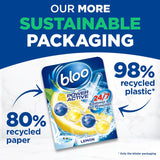 Bloo Power Active Toilet Rim Block Lemon, with Anti-Limescale, Cleaning Foam