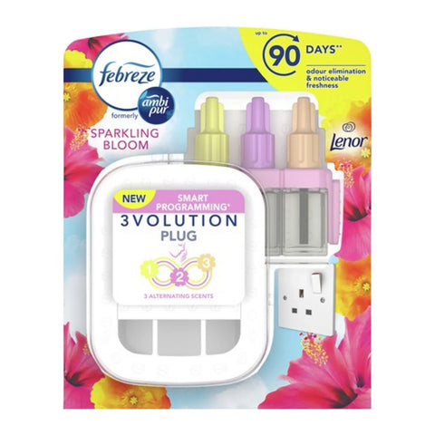 FEBREZE AMBI PUR 3 VOLUTION PLUG SMART PROGRAMMING KIT (PLUG& REFILL) LENOR SPARKLING BLOOM 20 ML