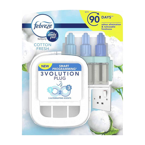Febreze 3 Volution Smart Programming Air Freshener Plug In Starter Kit 20 ML Cotton Fresh