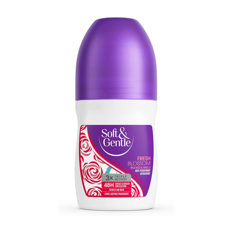 SOFT & GENTLE FRESH BLOSSOM WILD ROSE & VANILLA  ANTI-PERSPIRANT DEODORANT ( ROLL ON ) 50 ML