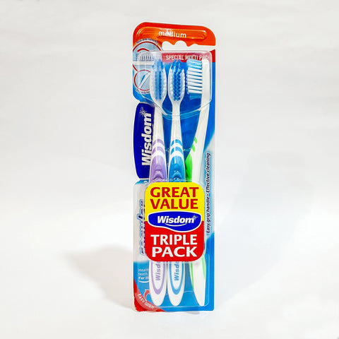 WISDOM TRIPLE PACK REGULAR PLUS MEDIUM TOOTHBRUSH