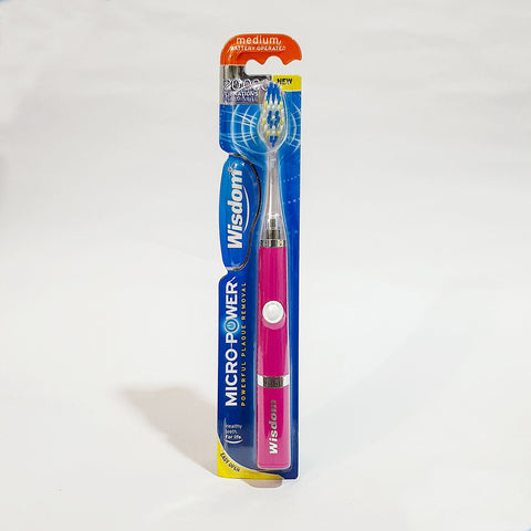WISDOM MICRO-POWER POWERFUL PLAQUE REMOVAL MEDIUM TOOTHBRUSH (BATTERY OPERATED)