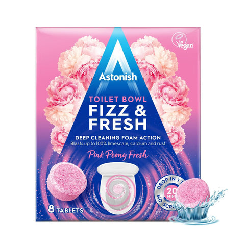 Astonish Toilet Bowl Fizz & Fresh Pink Peony Fresh Tablets 8x Tablets