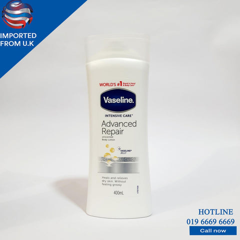VASELINE INTENSIVE CARE ADVANCED REPAIR UNSCENTED BODY LOTION 400 ML