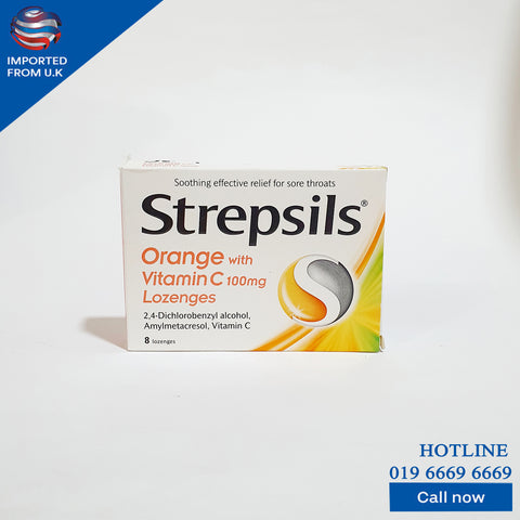 STREPSILS ORANGE WITH VITAMIN C 8 LOZENGES 100 MG