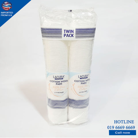 LACURA COTTON WOOL TWIN PACK PADS