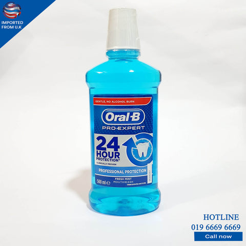 ORAL-B PRO-EXPERT 24 HOUR PROTECTION FRESH MINT MOUTHWASH 500 ML